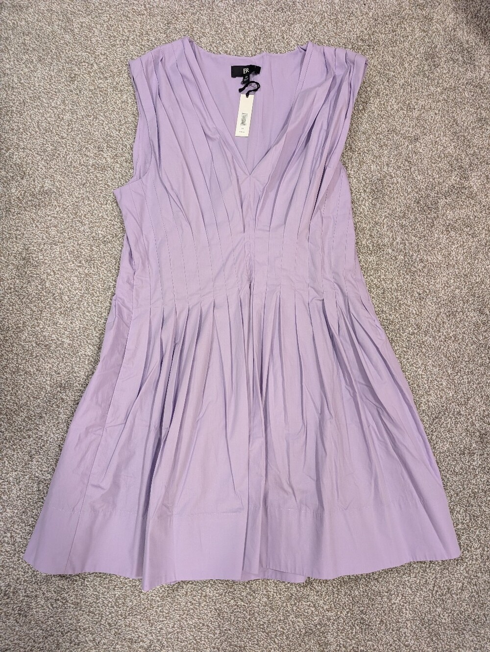 Banana Republic Lavender Cotton Pleated Mini Dress Size 18